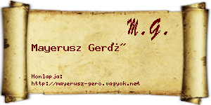Mayerusz Gerő névjegykártya